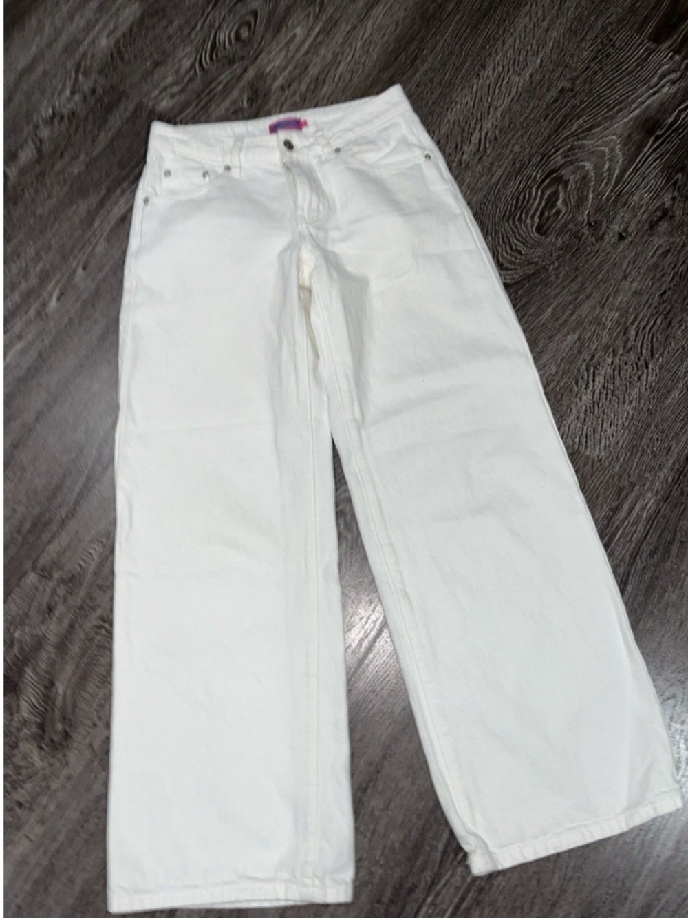 Edikted White Kids Denim Jeans with Pop Label